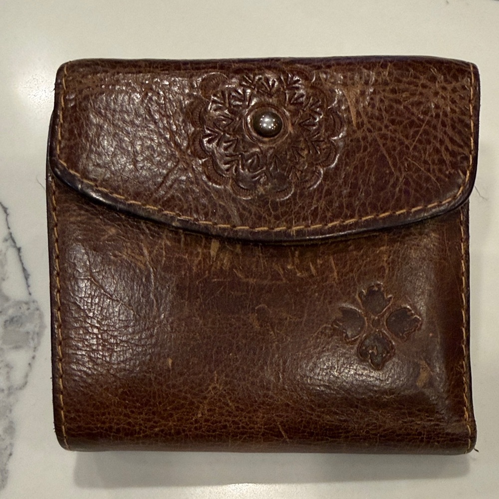 Patricia Nash Brown Embossed Leather Coin Wallet